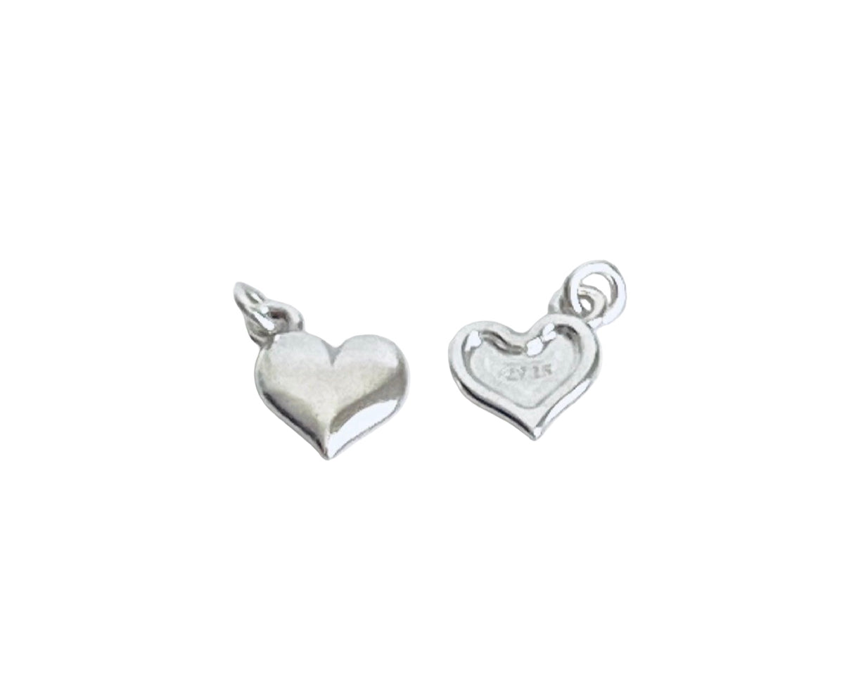 Tiny Sterling Silver Sideway Heart Charm
