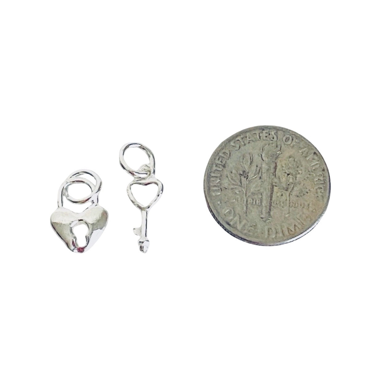 925 Sterling Silver Key & Lock Charm (2 pcs set)