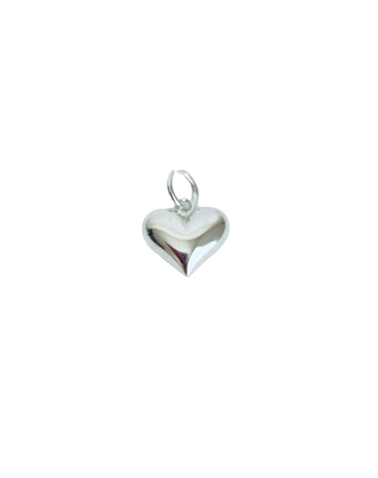925 Sterling Silver LARGE Puff Heart Charm (11mm x 13mm)