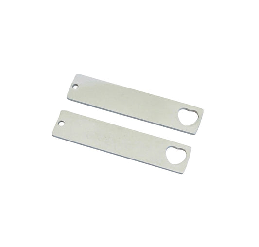 Shiny Stainless Steel Long Bar Blank with Heart Cutout • 6mm x 32mm