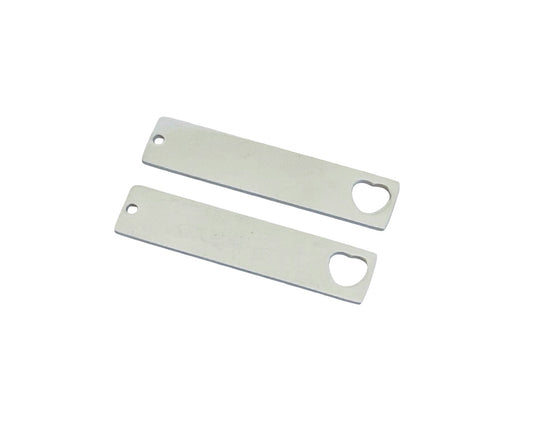 Shiny Stainless Steel Long Bar Blank with Heart Cutout • 6mm x 32mm