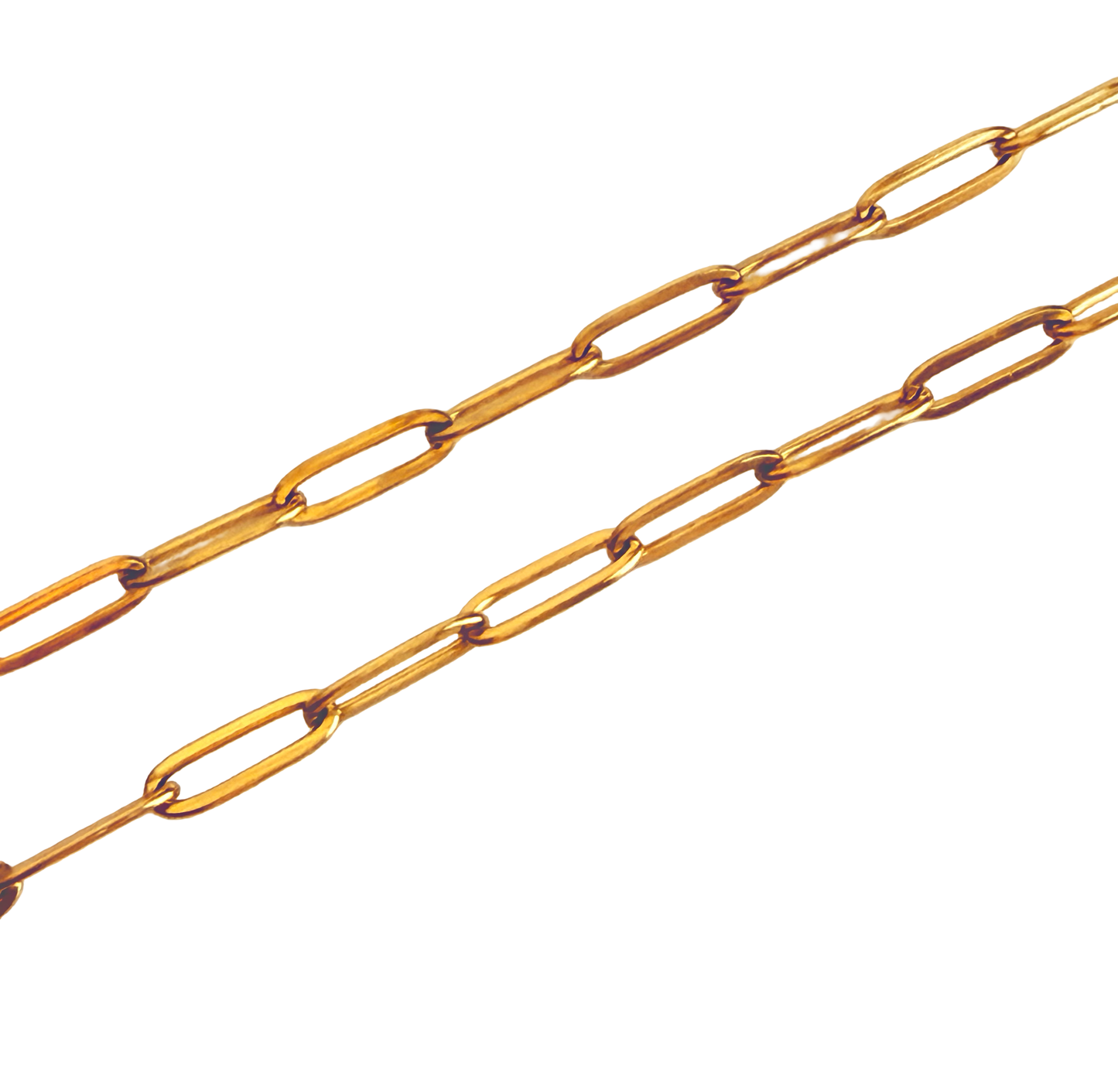 18K Gold Over Stainless Steel Flat Paperclip Chain (4x12mm)