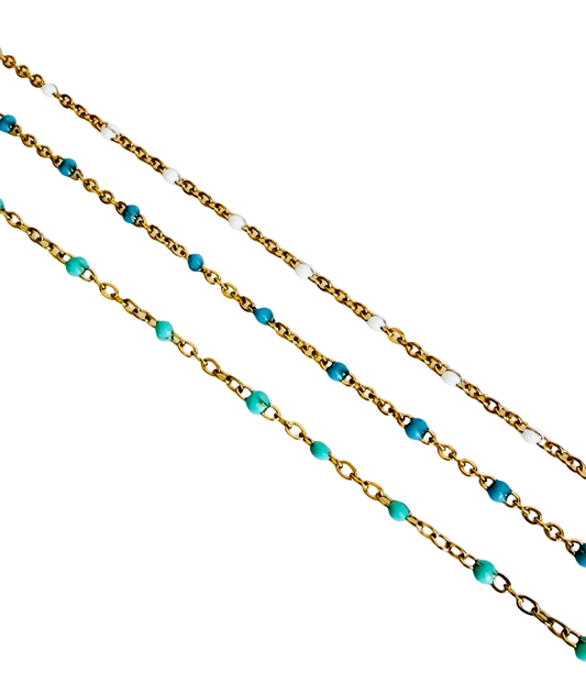 Gold Over Stainless Steel Enamel Chain • Colorful Dainty Jewelry Chain for Necklaces & Bracelets