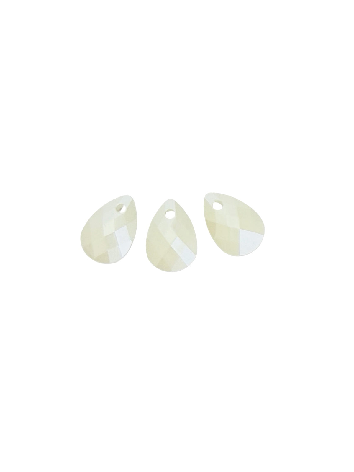 Small Faux Pearl Faceted Flat Pear Shape Pendant • 8mm x 12mm • Teardrop Bead for Jewelry Making
