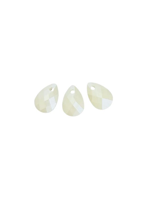 Small Faux Pearl Faceted Flat Pear Shape Pendant • 8mm x 12mm • Teardrop Bead for Jewelry Making
