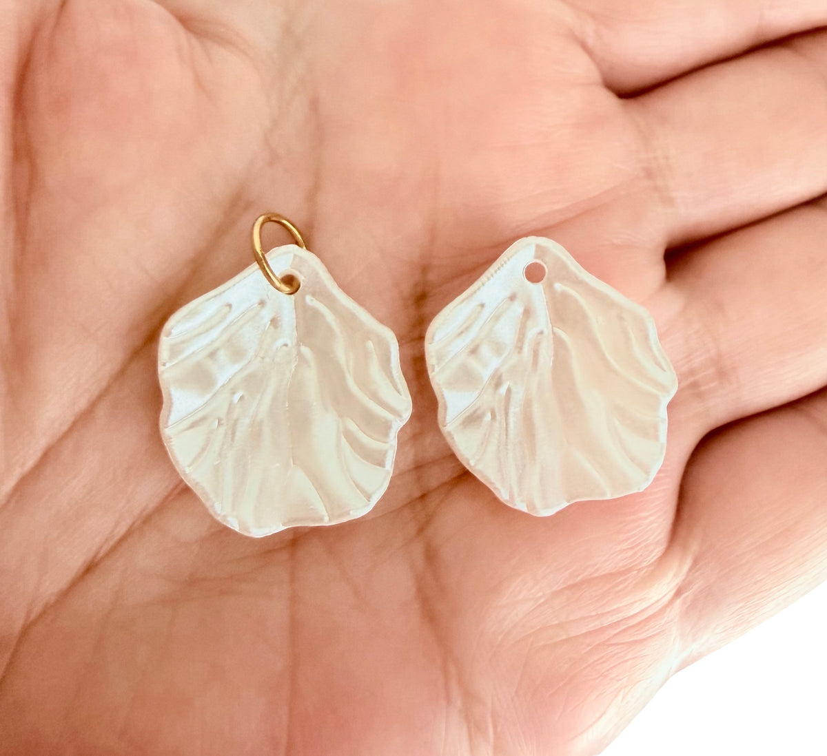 Faux Pearl Leaf Charms • 17mm x 19mm • Charms for Jewelry Making