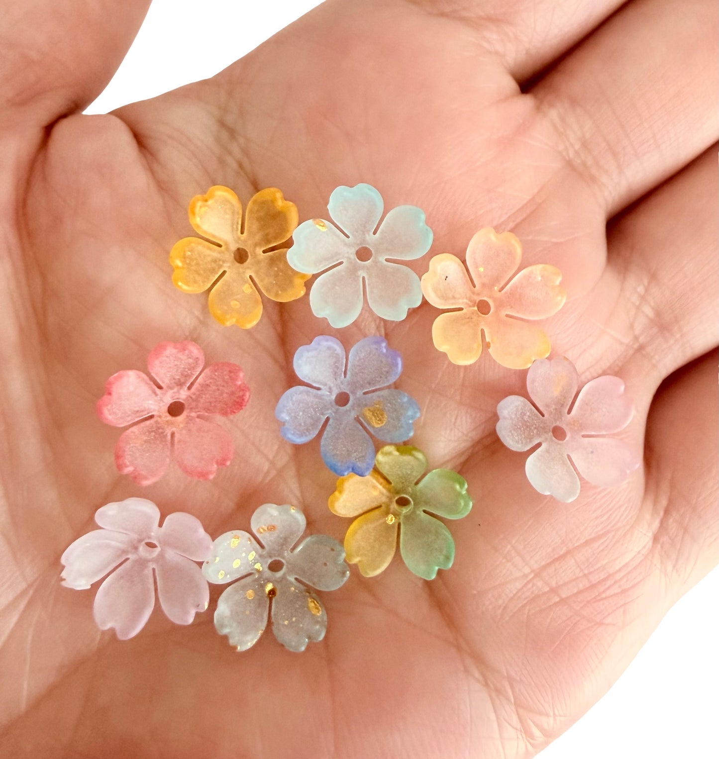 Cherry Blossom Flowers • Transparent • Frosted Pastel Flower Beads