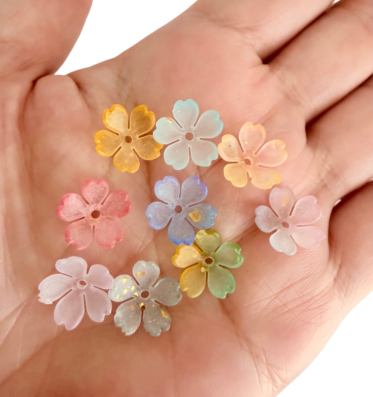 Cherry Blossom Flowers • Transparent • Frosted Pastel Flower Beads
