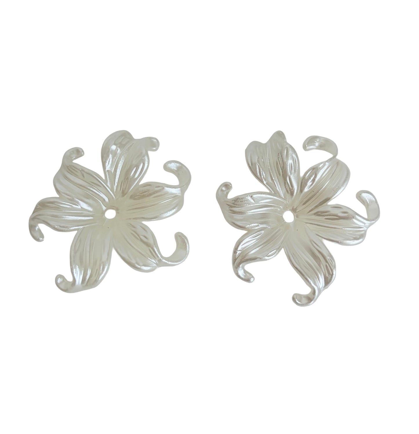 White Acrylic Iris Flower Bead • Pearlescent Flower Bead
