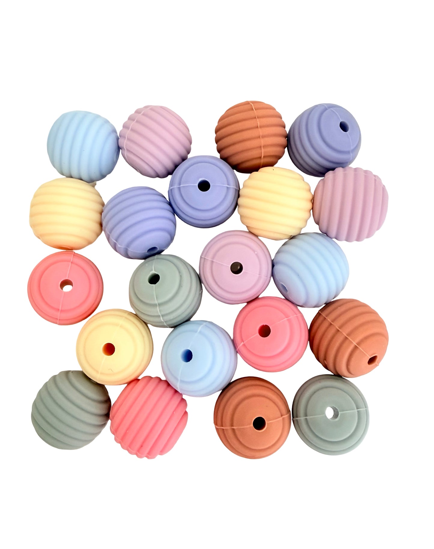 15mm Ribbed Silicone Beads (Sold Individually)