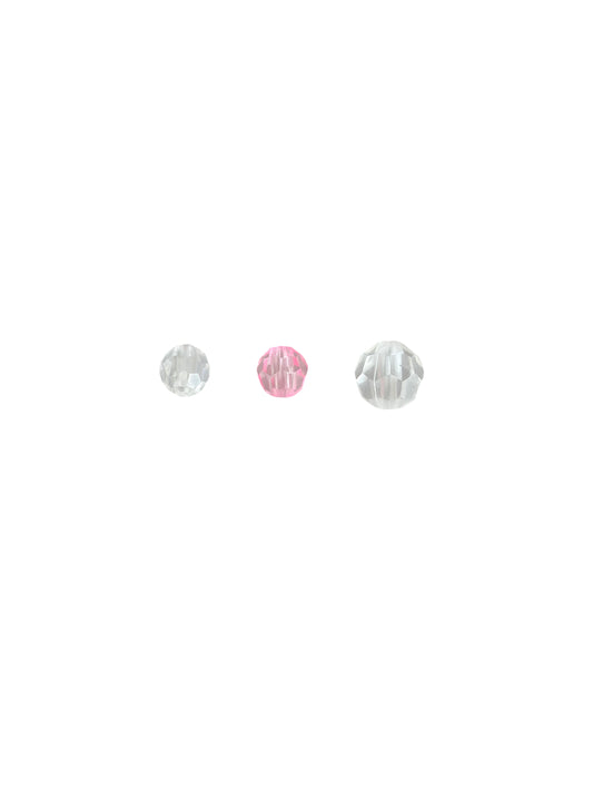 Faceted Plastic Beads • Clear & Pink • 6mm & 8mm