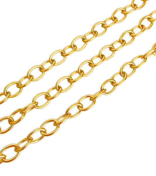 6mm x 8mm Gold over Stainless Steel Oval Chain • Sold by the Foot