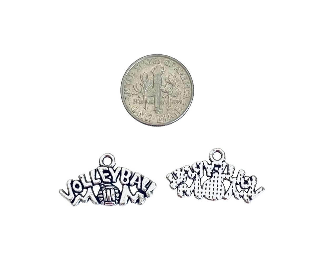 Base Metal Sports Mom Charms (Baseball Mom OR Volleyball Mom)