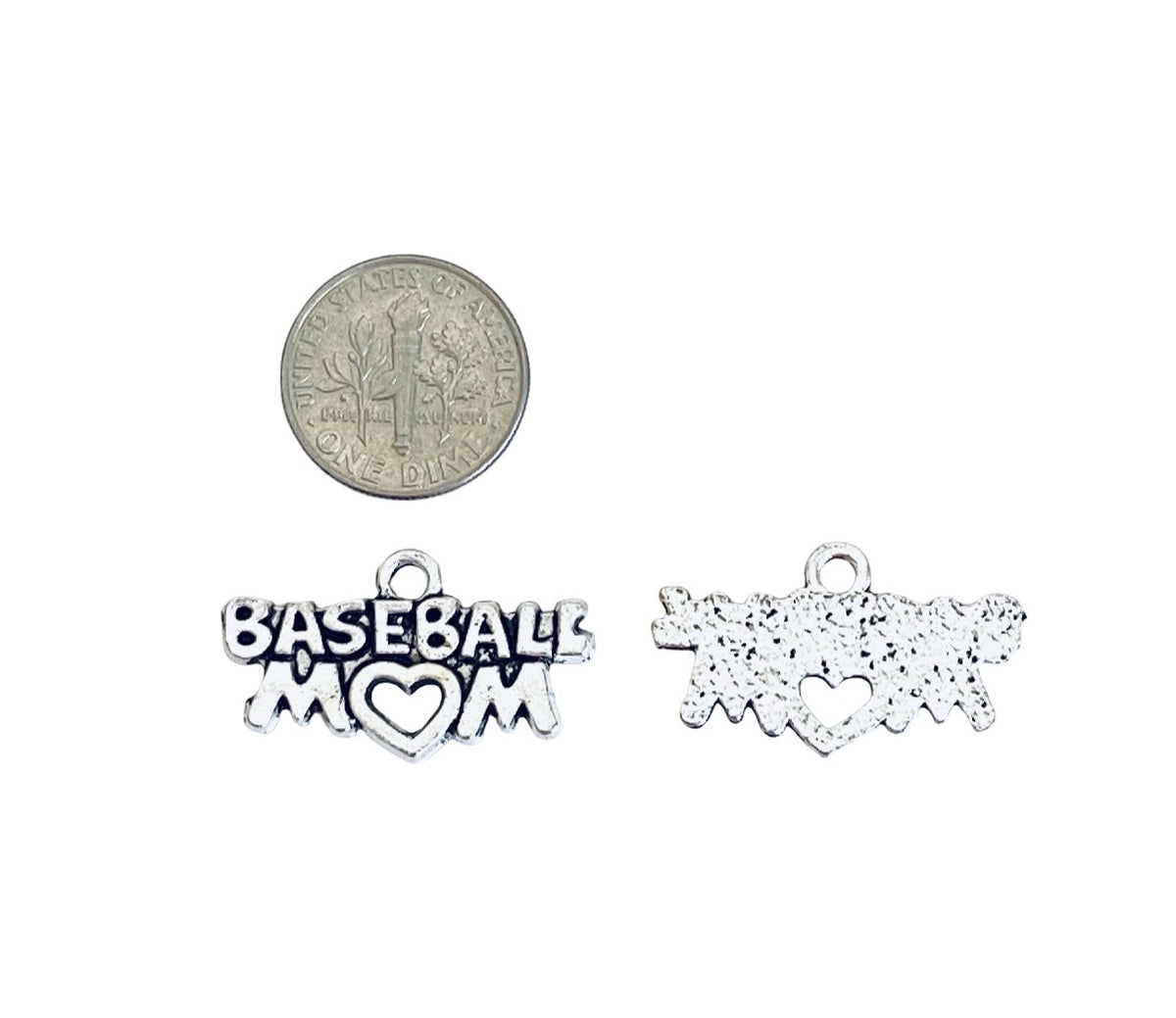 Base Metal Sports Mom Charms (Baseball Mom OR Volleyball Mom)