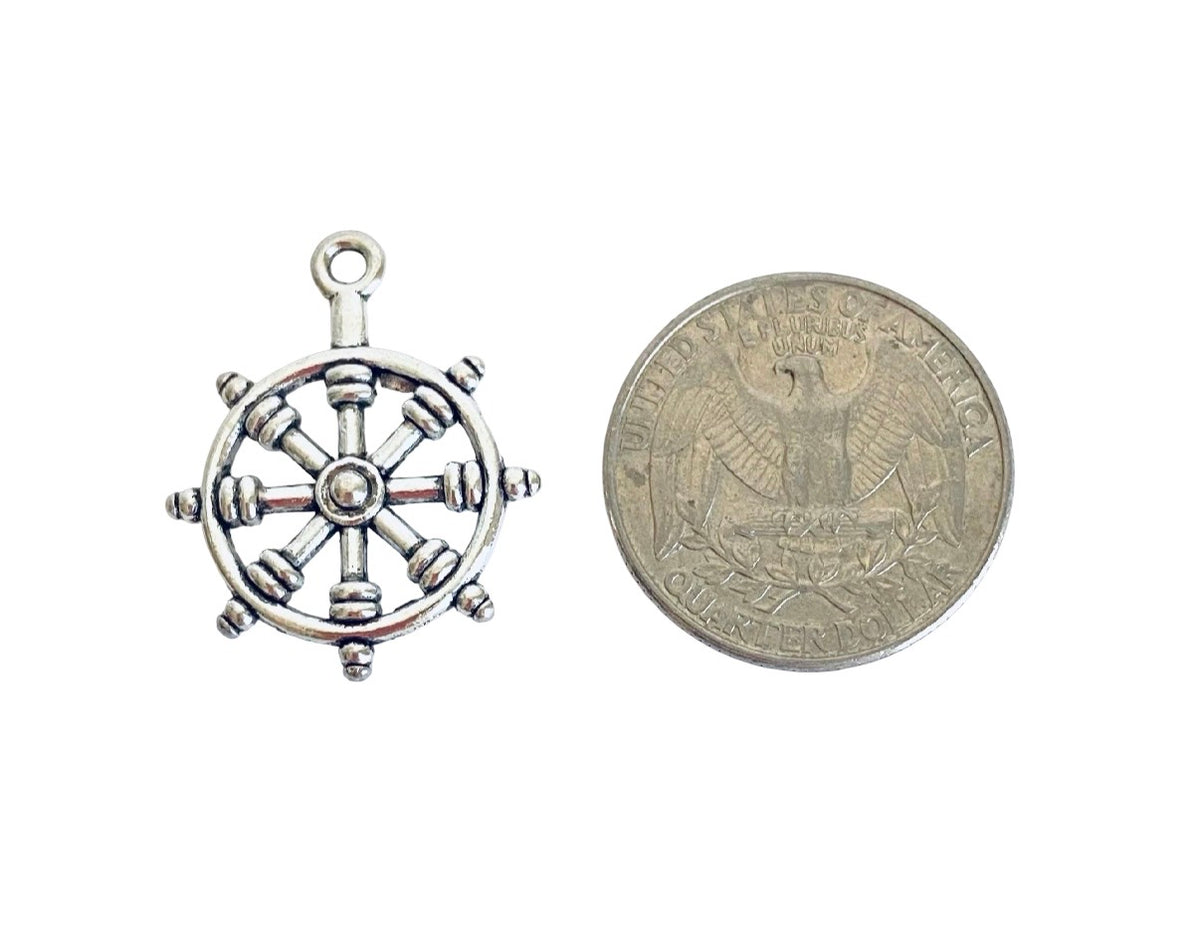 Base Metal Ship Wheel Charms