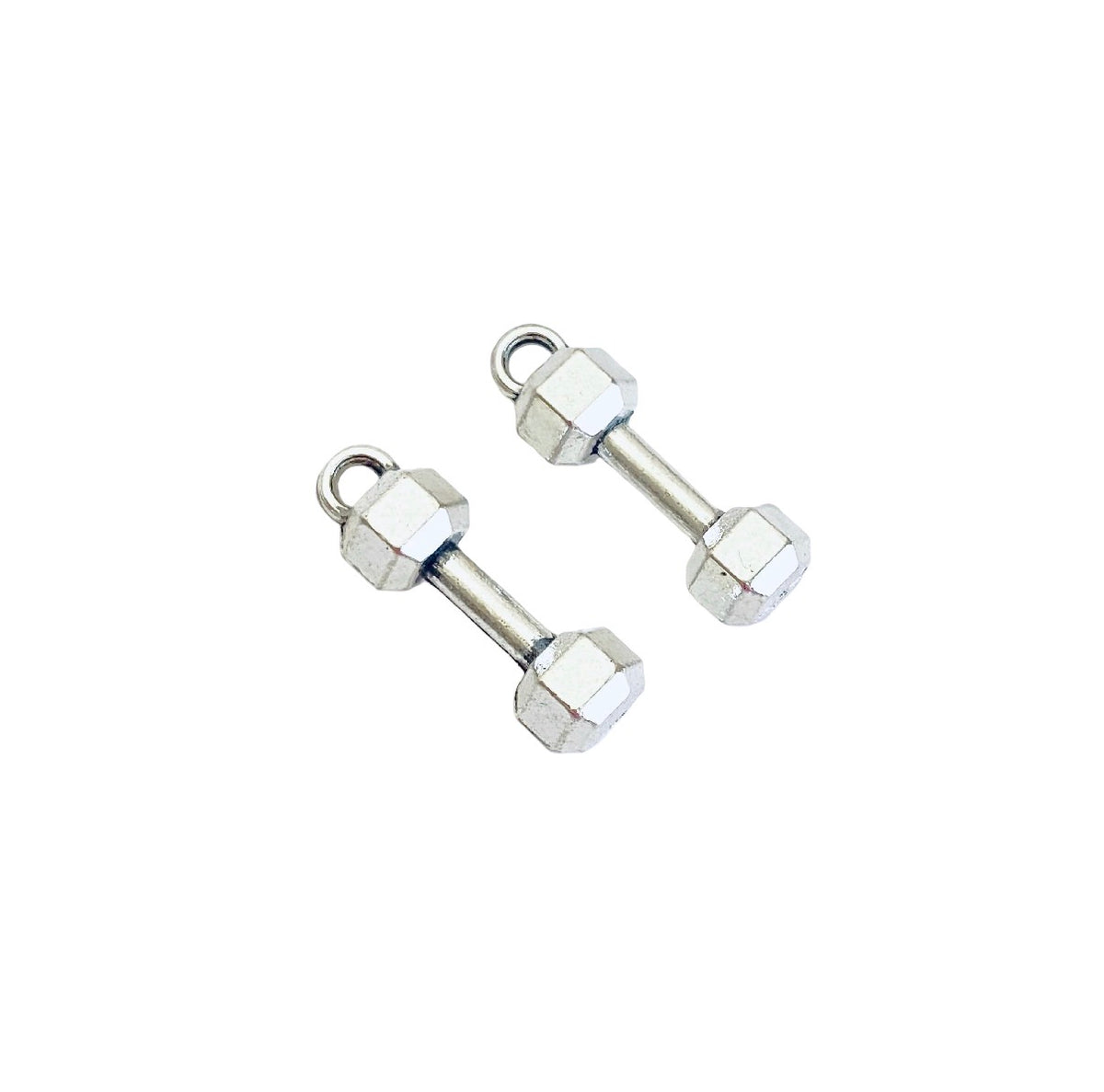 Base Metal Small Dumbbell Charms (Curved Dumbbell • Dumbbell)