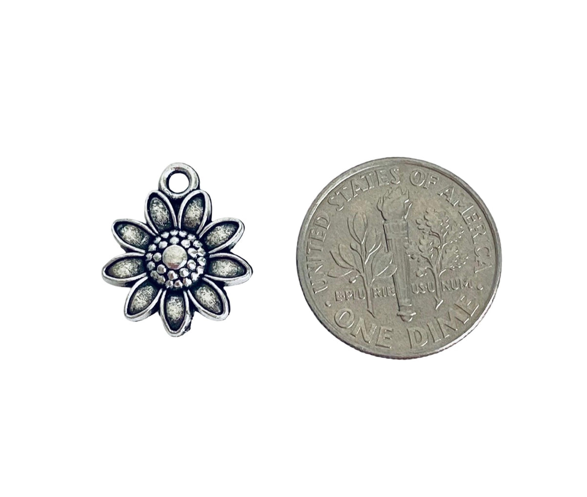 Base Metal Small Sunflower Charms
