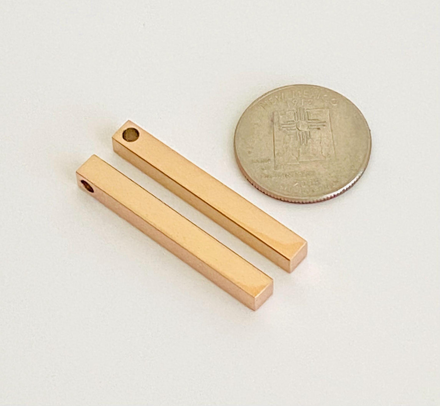 Long Square Bar Blank 5x40mm – Stainless Steel, Gold or Rose Gold over Stainless Steel • Engravable Bar Pendant for Jewelry Making