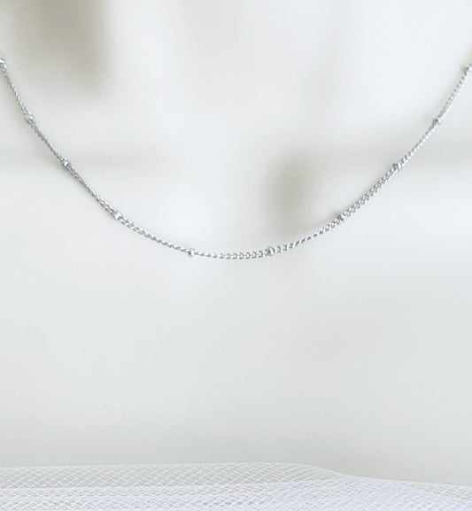 Gold over Stainless Steel Satellite Chain Necklace • Delicate Beaded Gold Chain for Pendants, Charms & Layering