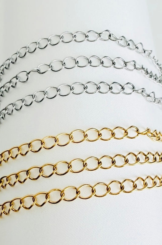Necklace Extender Chain • Stainless Steel, Gold over Stainless Steel • Jewelry Extender Chain for Necklaces & Bracelets