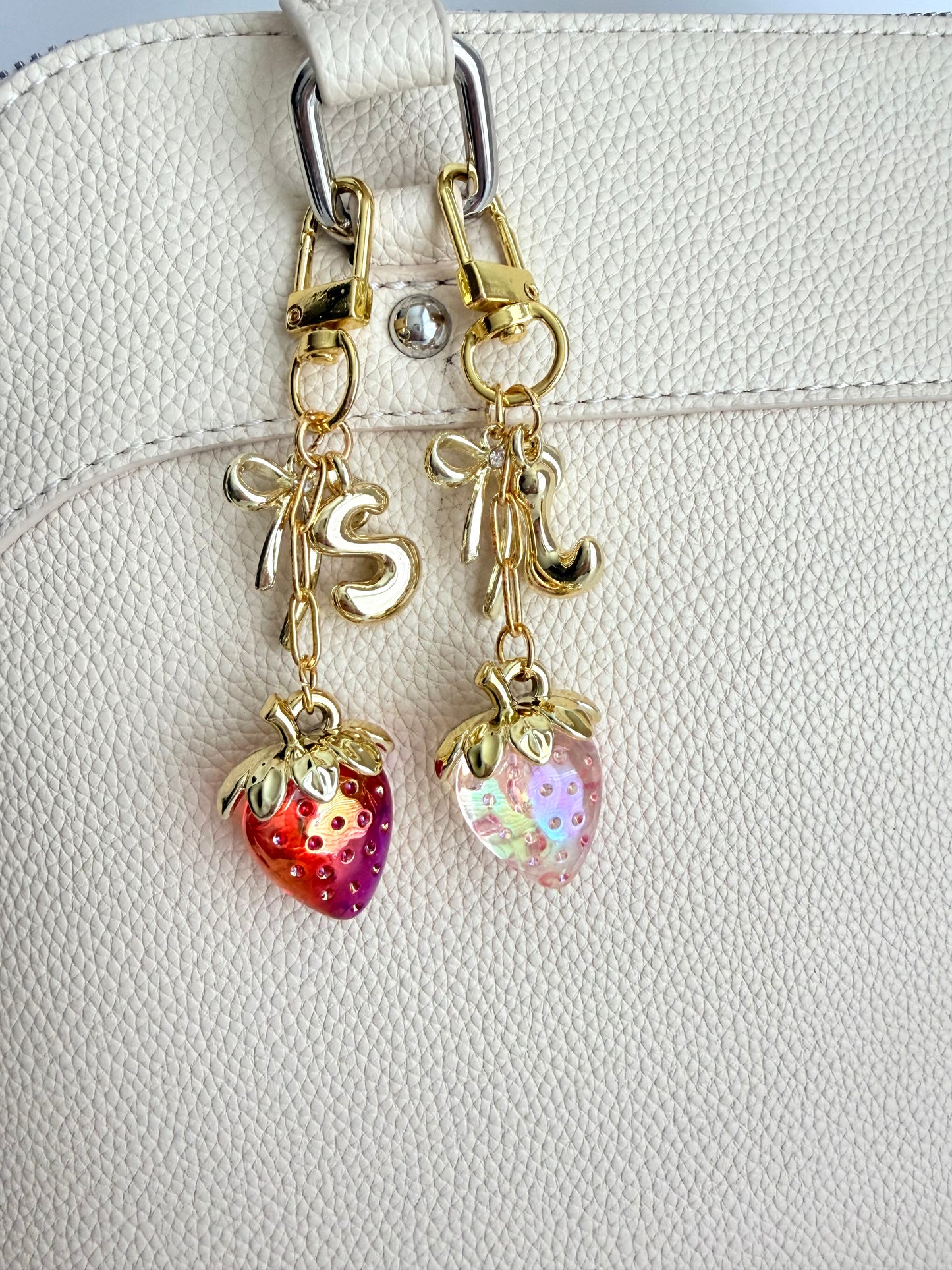 Personalized Apple or Strawberry Bag Charm