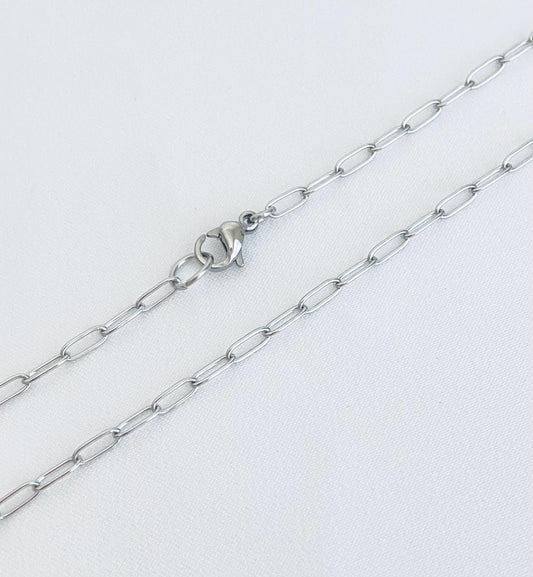 2.5x6mm Mini Paperclip Chain Necklace • Stainless Steel Minimalist Link Chain for Pendants, Charms & Layering