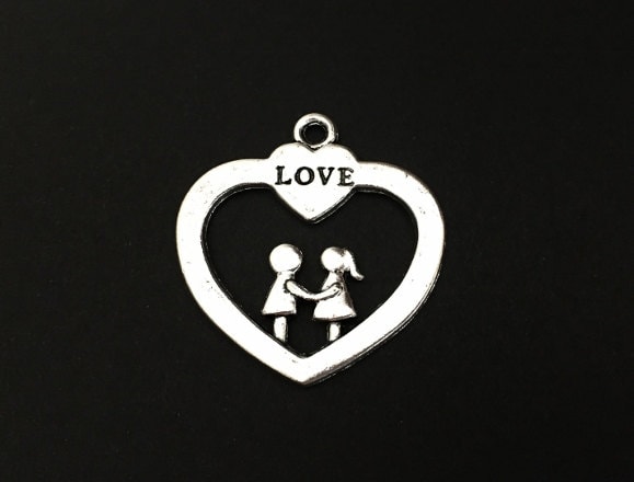 Base Metal Large Love Heart Charm