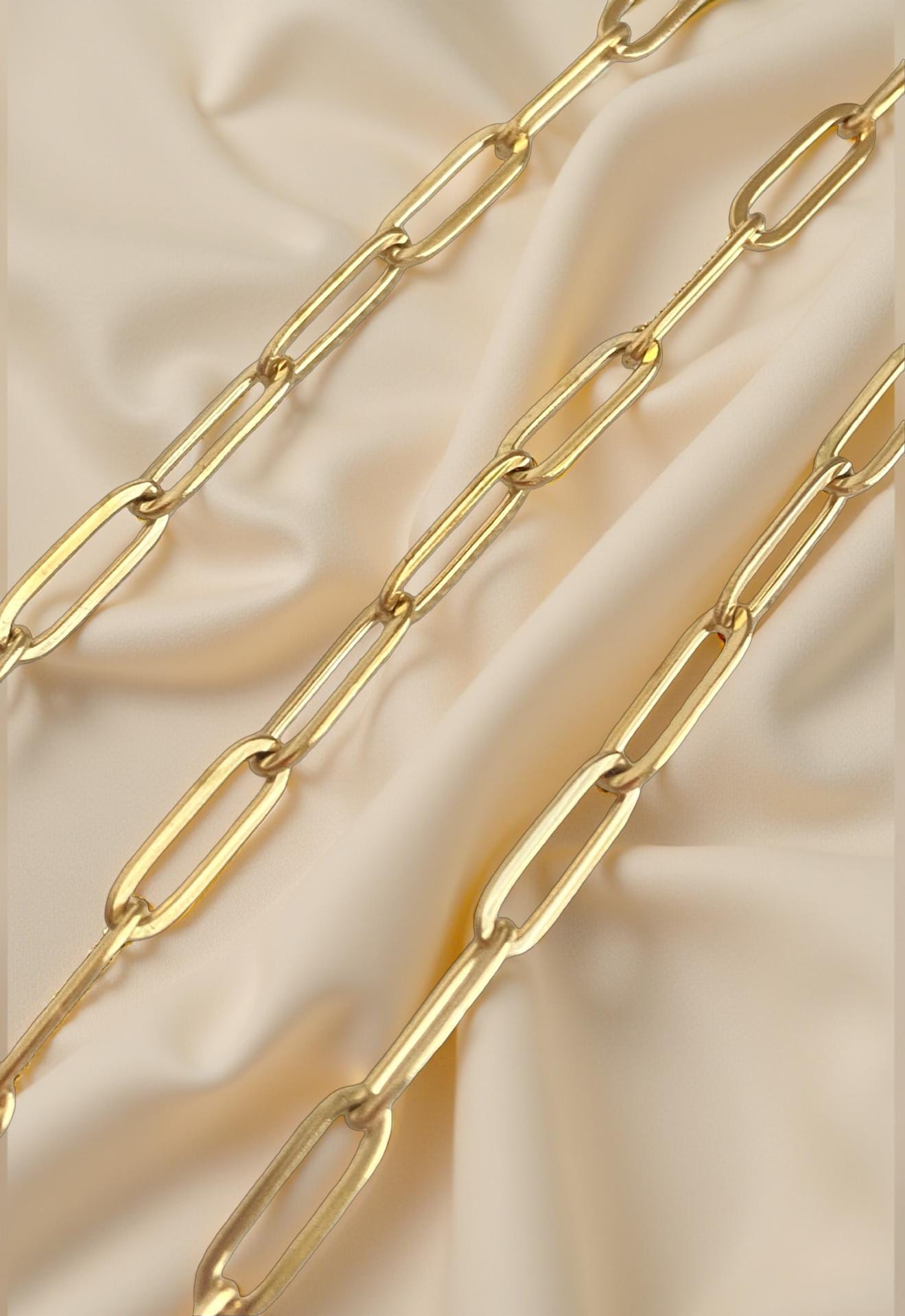 18K Gold Over Stainless Steel Flat Paperclip Chain (4x12mm)