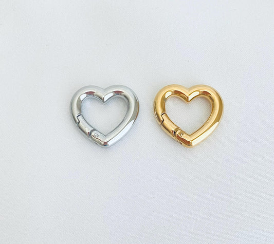 17mm x 16mm Stainless Steel Heart Connector Clasp