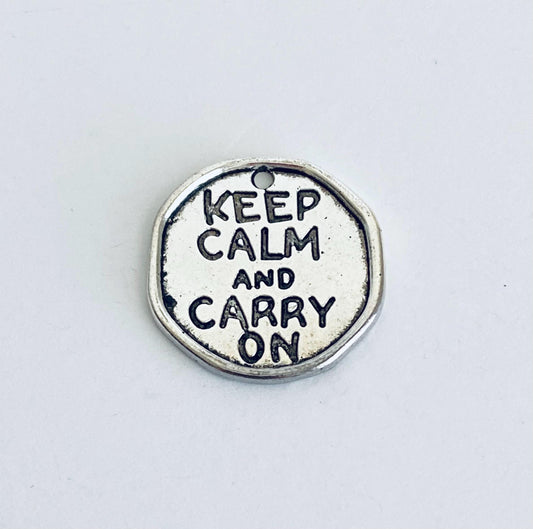 Base Metal Keep Calm and Carry On Charm