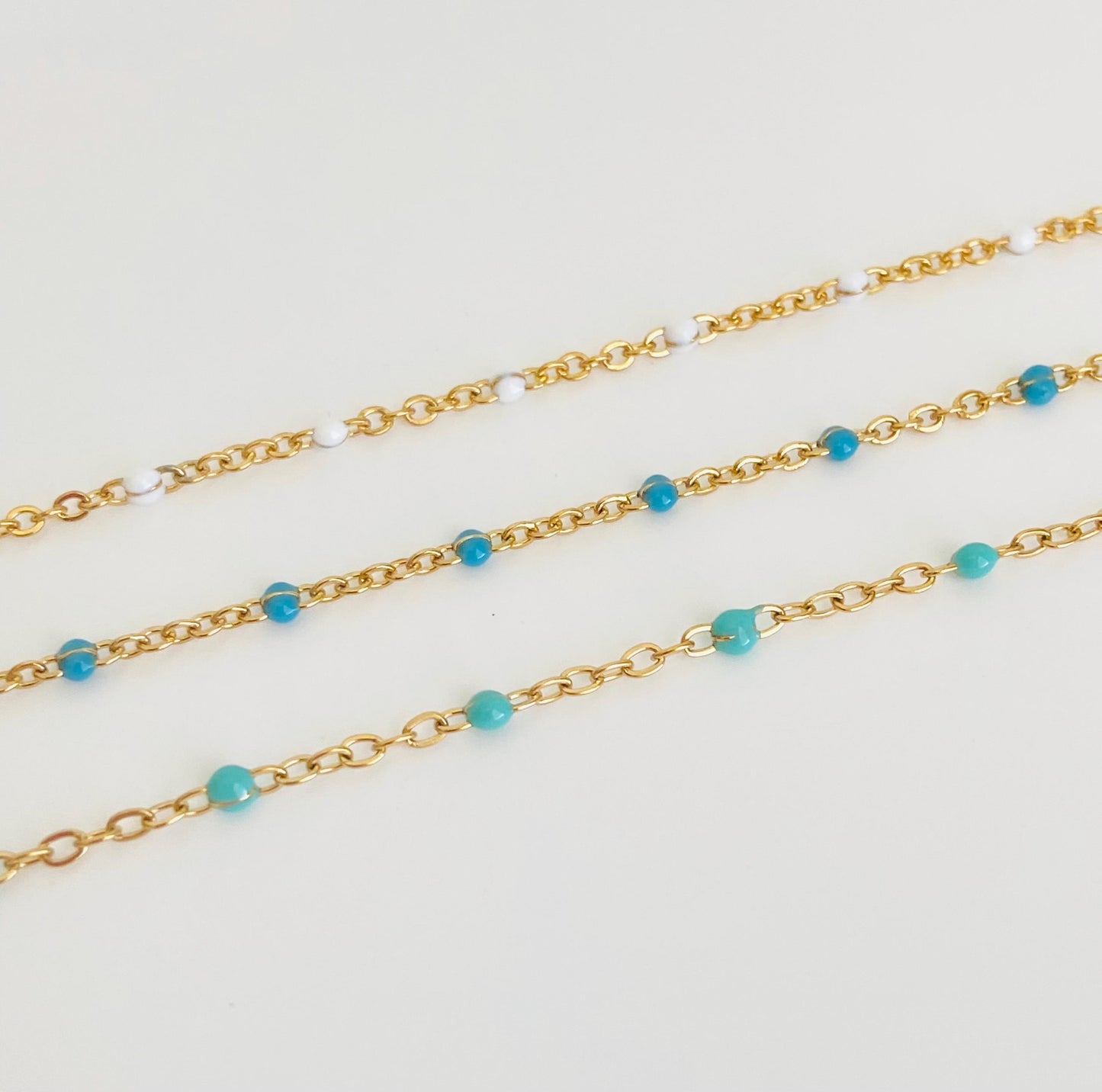 Minimalist 18K Gold over Stainless Steel Enamel Chain Necklace