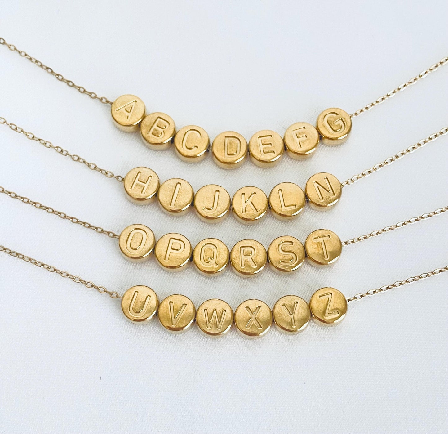 6mm Stainless Steel Round Initial Bead • Alphabet Letter Bead for Jewelry Making, Stainless Steel or Gold Over Stainless Steel