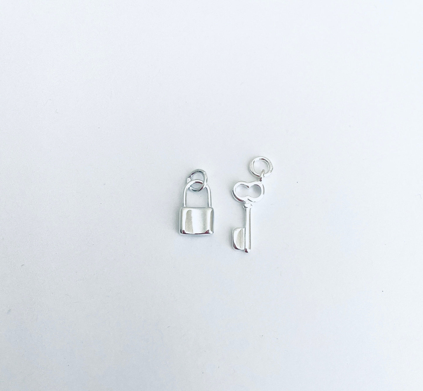 Sterling Silver Key and Lock Charm Set