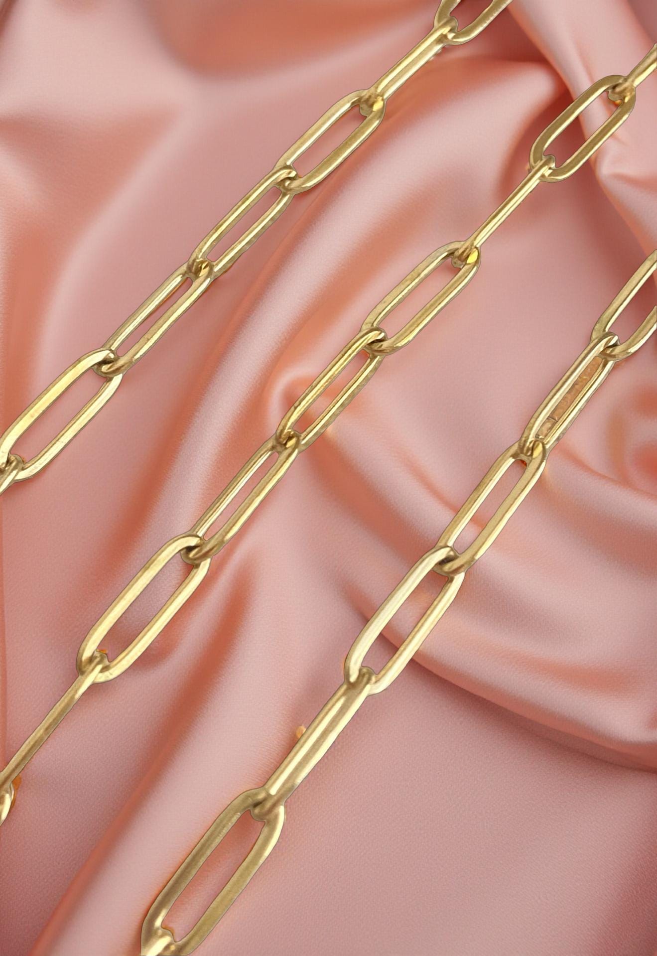 18K Gold Over Stainless Steel Flat Paperclip Chain (4x12mm)