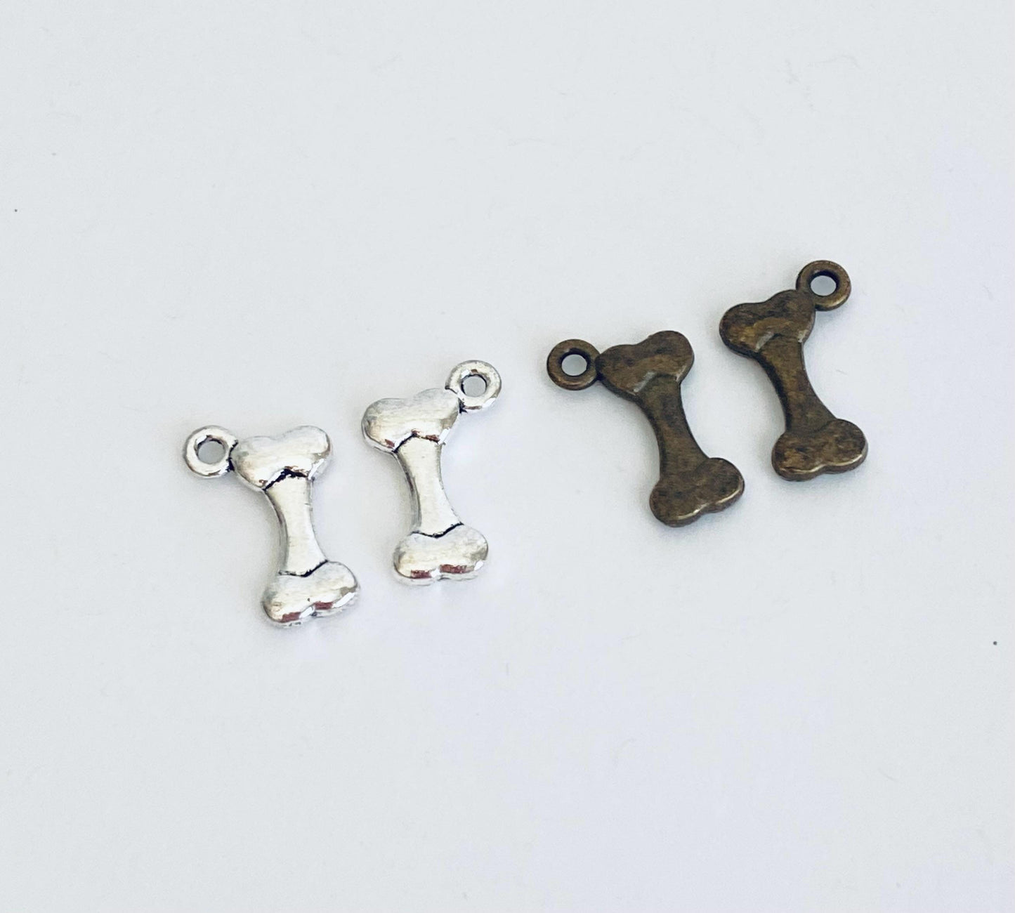 Tiny Dog Bone Charm (Silver or Dark Bronze)