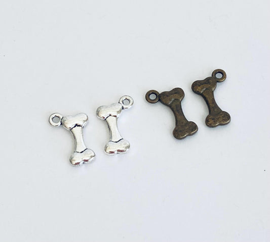 Base metal Tiny Dog Bone Charm