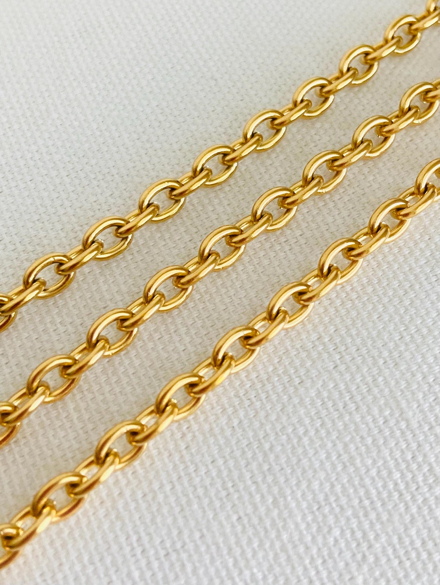 18K Gold Over Stainless Steel Oval Chain (4.5x6mm)