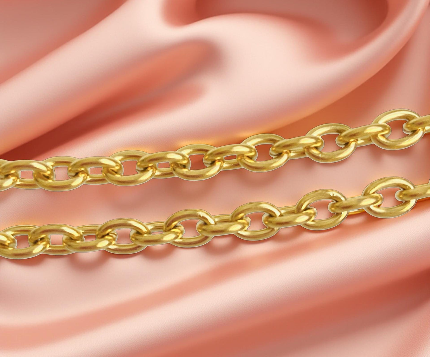 18K Gold Over Stainless Steel Oval Chain (4.5x6mm)