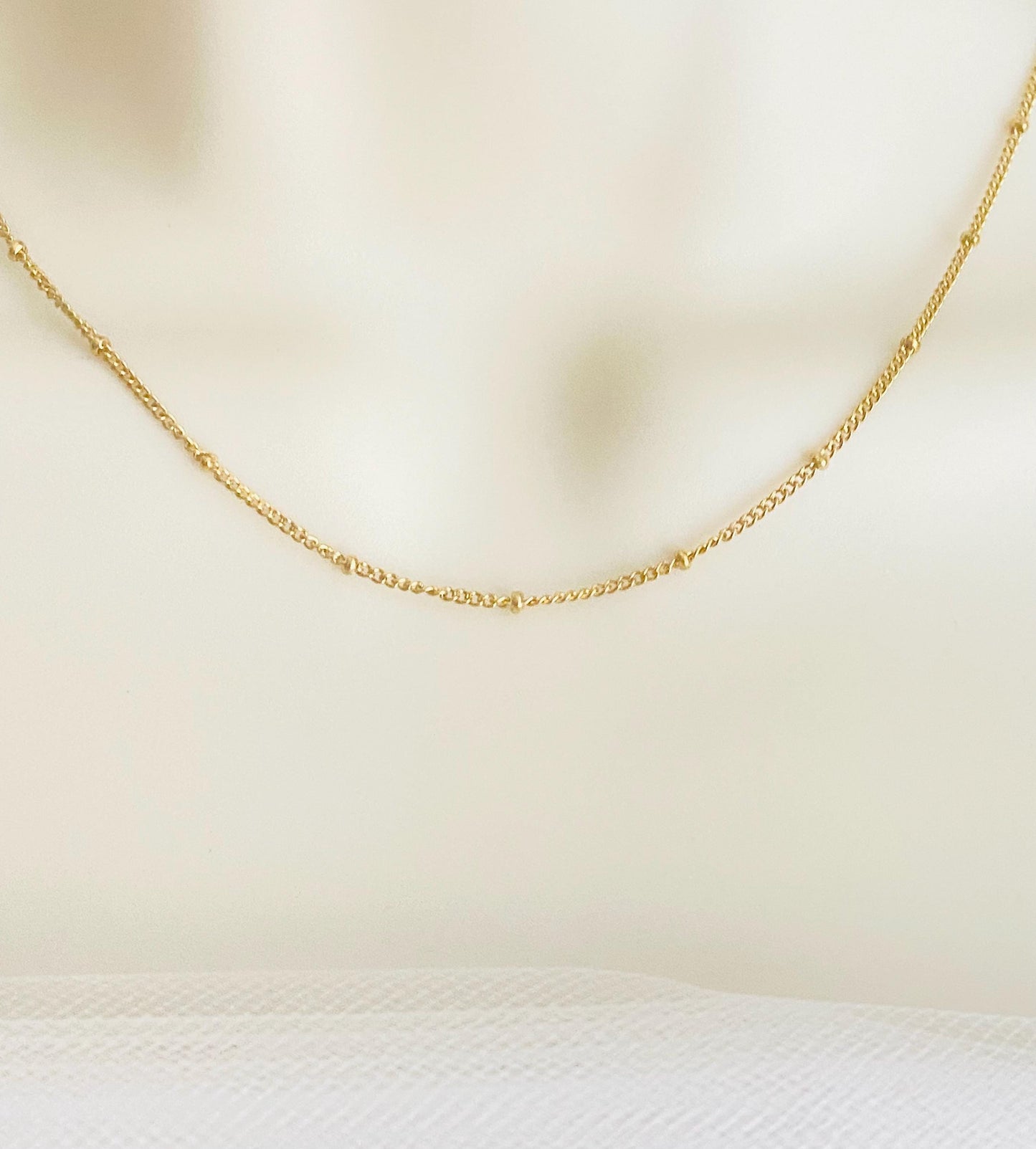 Delicate Gold over Stainless Steel Satellite Chain Necklace