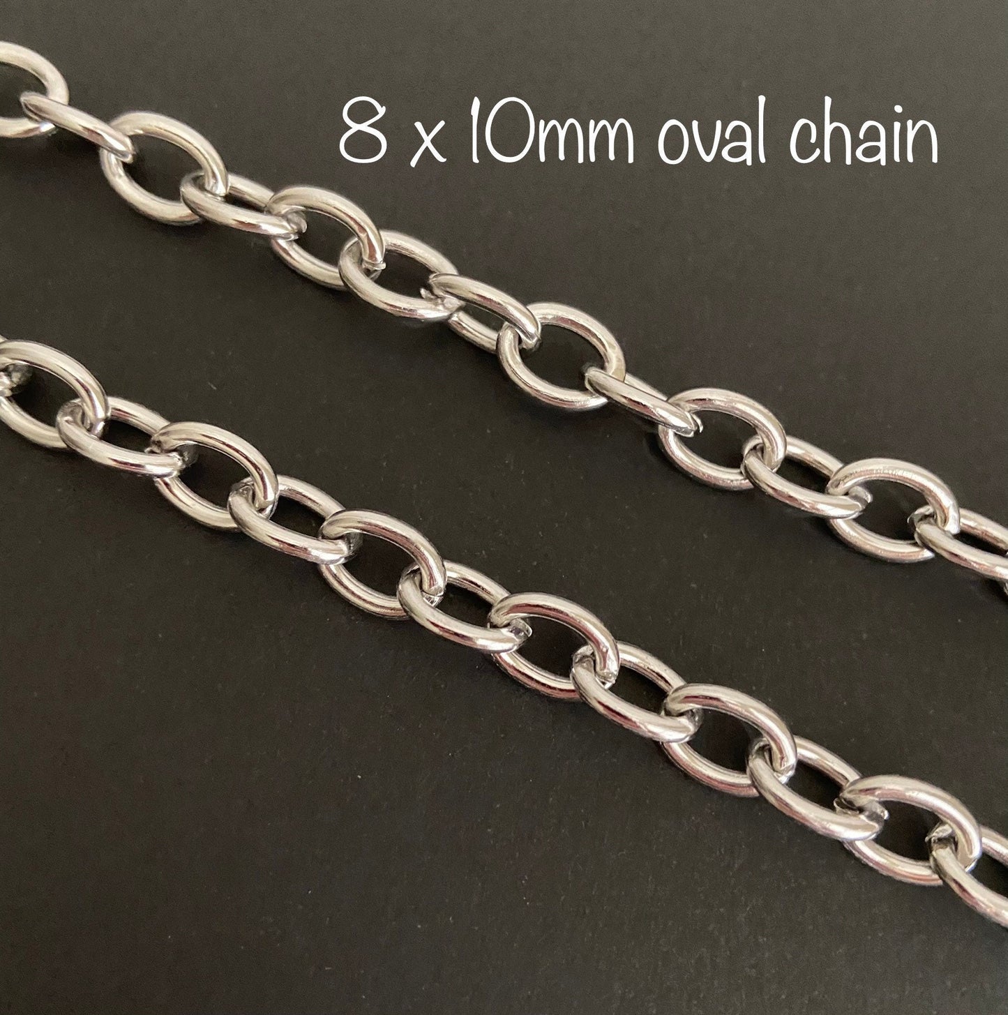 8x10mm Chunky Stainless Steel Oval Chain