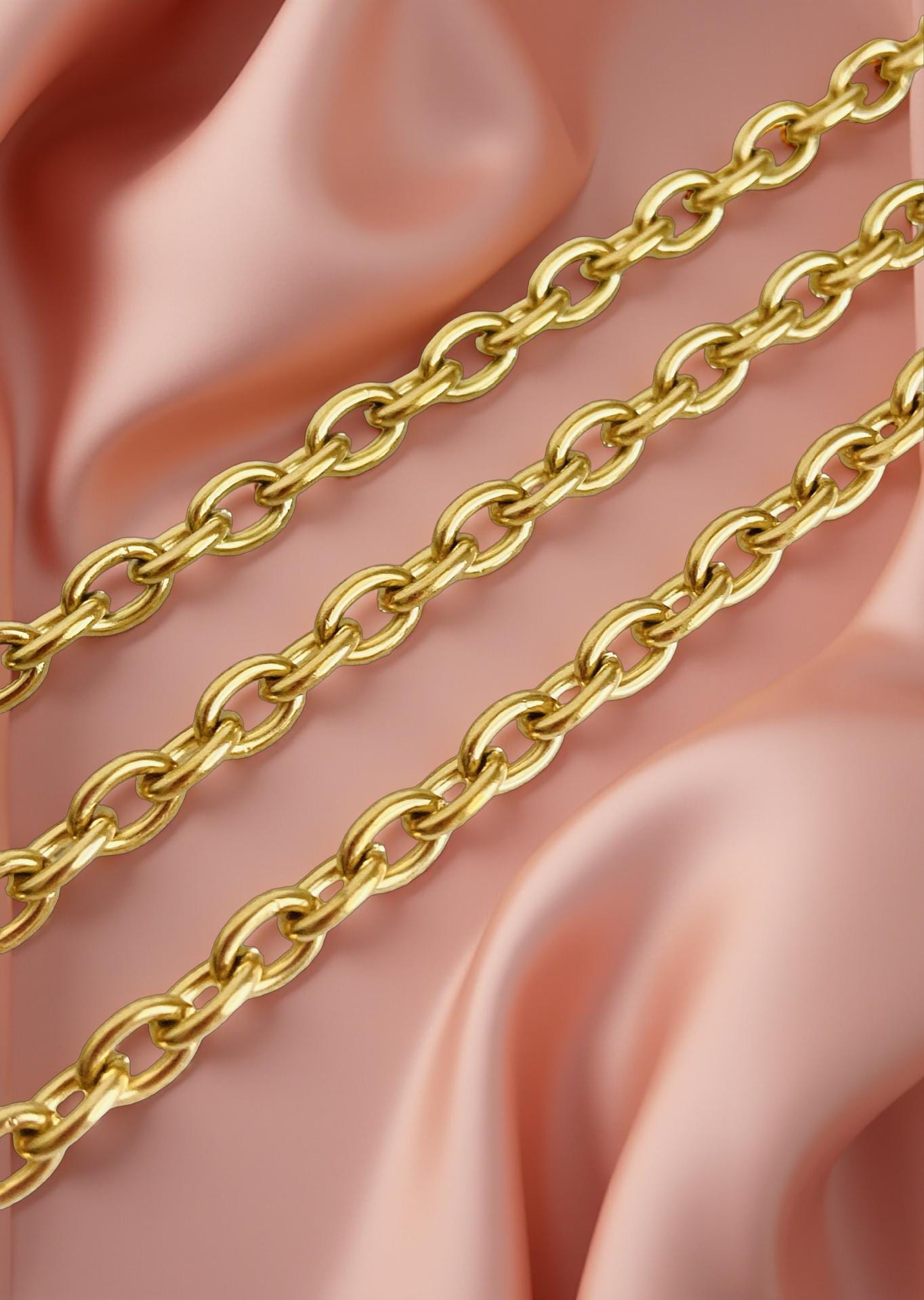 18K Gold Over Stainless Steel Oval Chain (4.5x6mm)