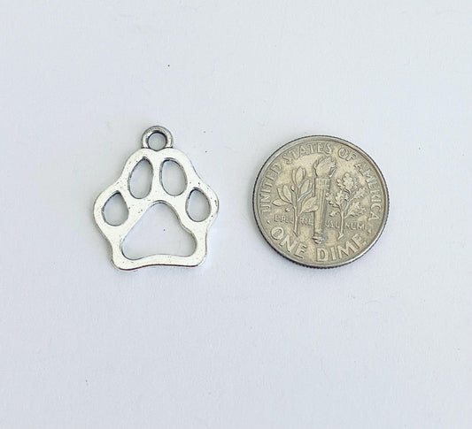 Base Metal Dog Paw Charm