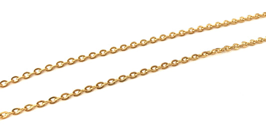 2.5mm Gold Over Stainless Steel Flat Cable Chain • Bulk Jewelry Chain by the Foot for DIY Crafting & Supplies