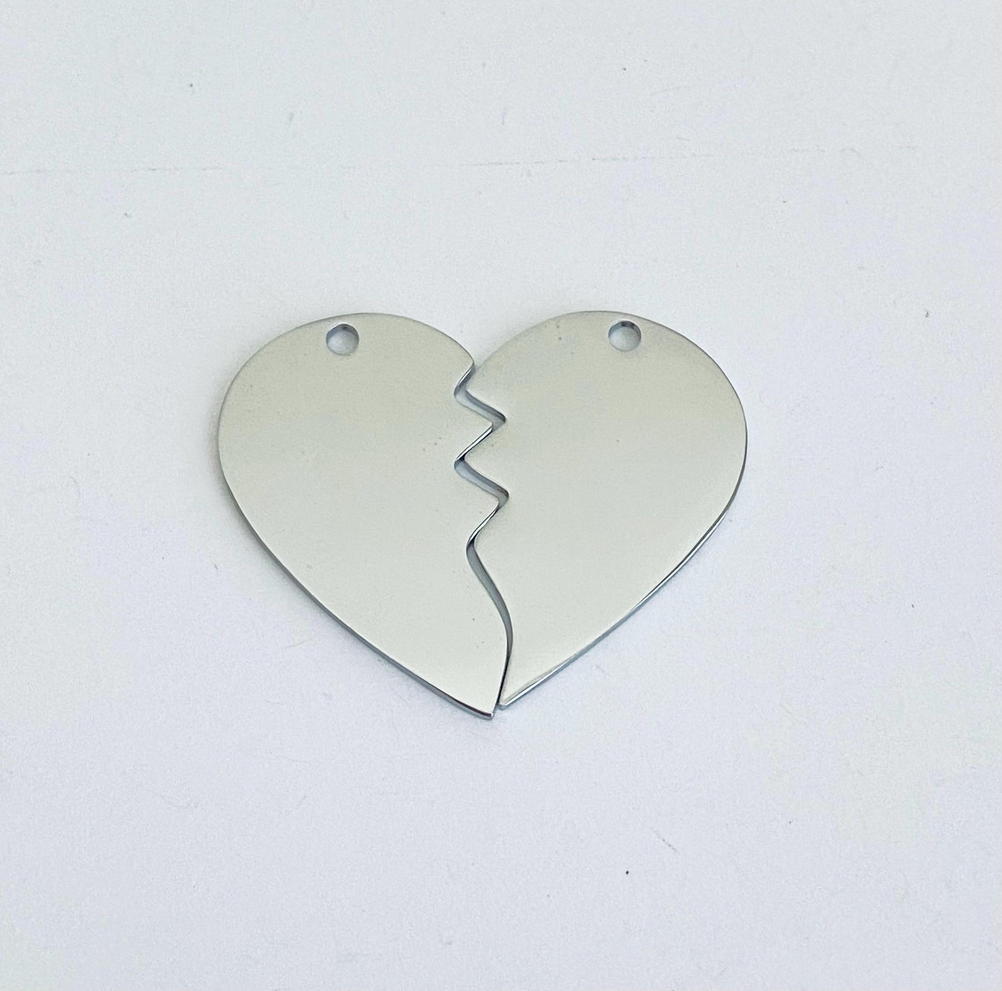 Engravable Stainless Steel Broken Heart Blank (32mm x 26mm)
