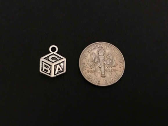 Base Metal Baby Alphabet Baby Block Charm