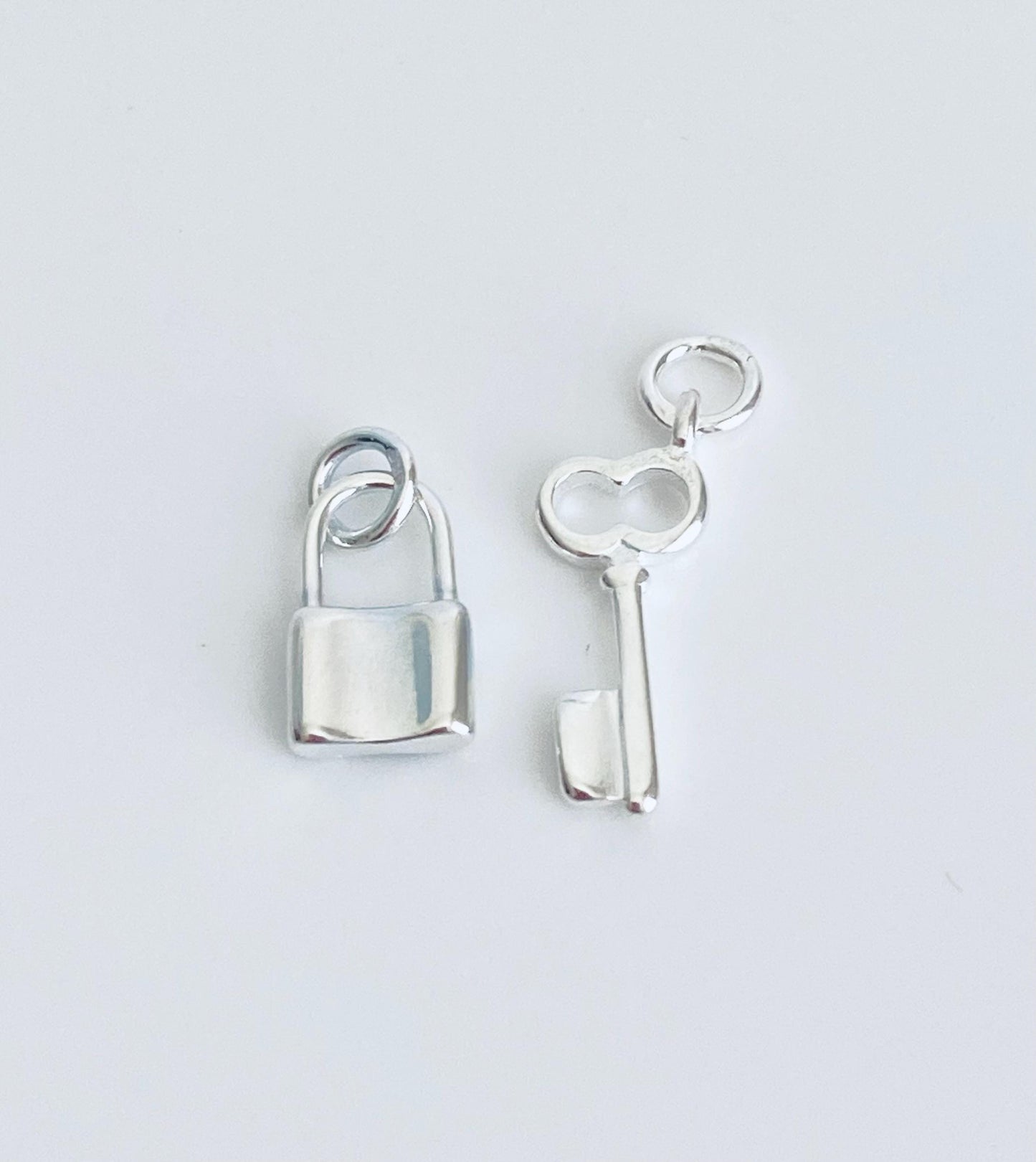 Sterling Silver Key and Lock Charm Set