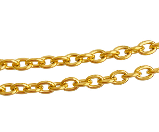 4.5x6mm 18K Gold Over Stainless Steel Oval Chain • Durable Necklace & Bracelet Chain for Jewelry Making