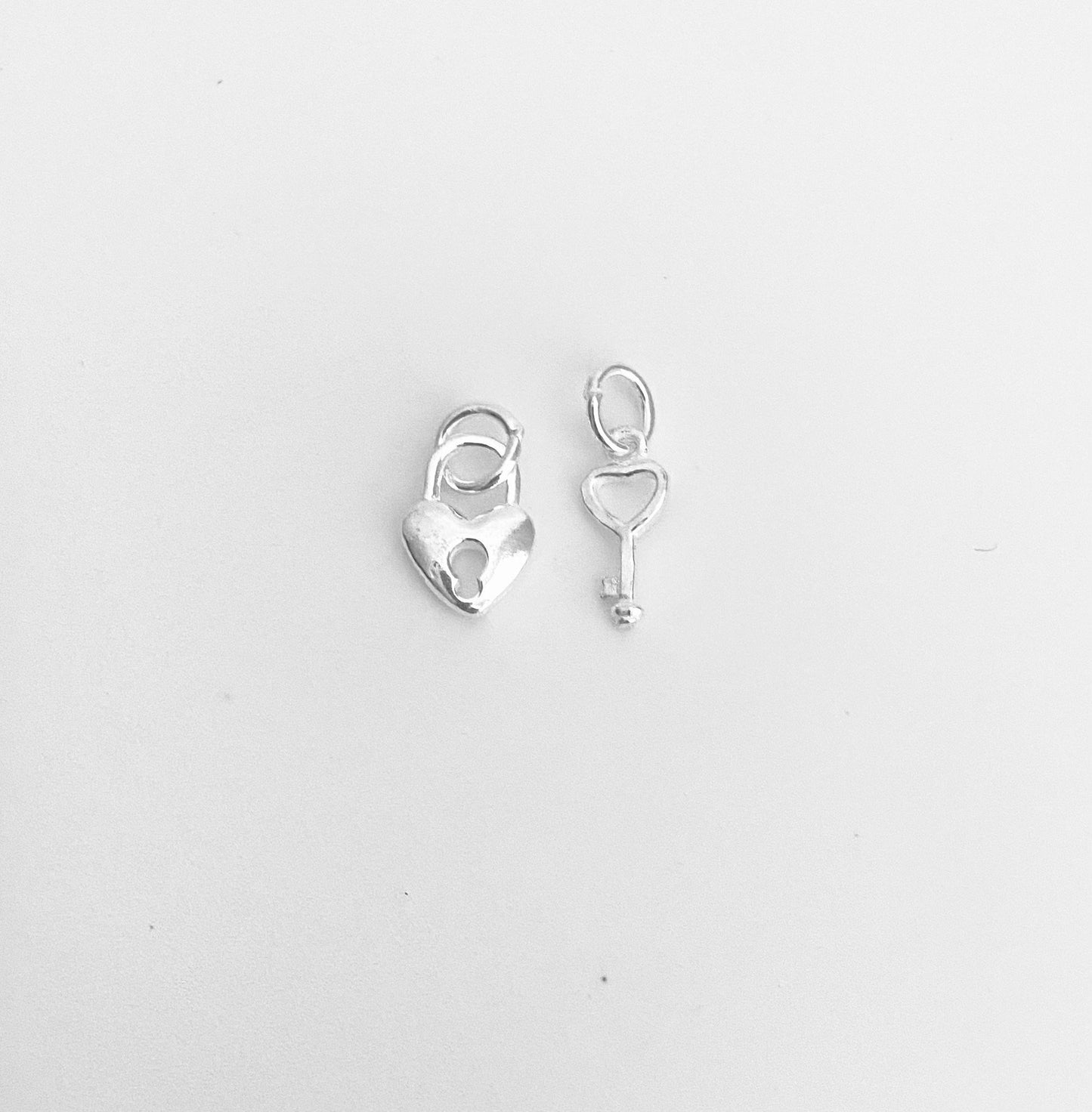 925 Sterling Silver Key & Lock Charm (2 pcs set)