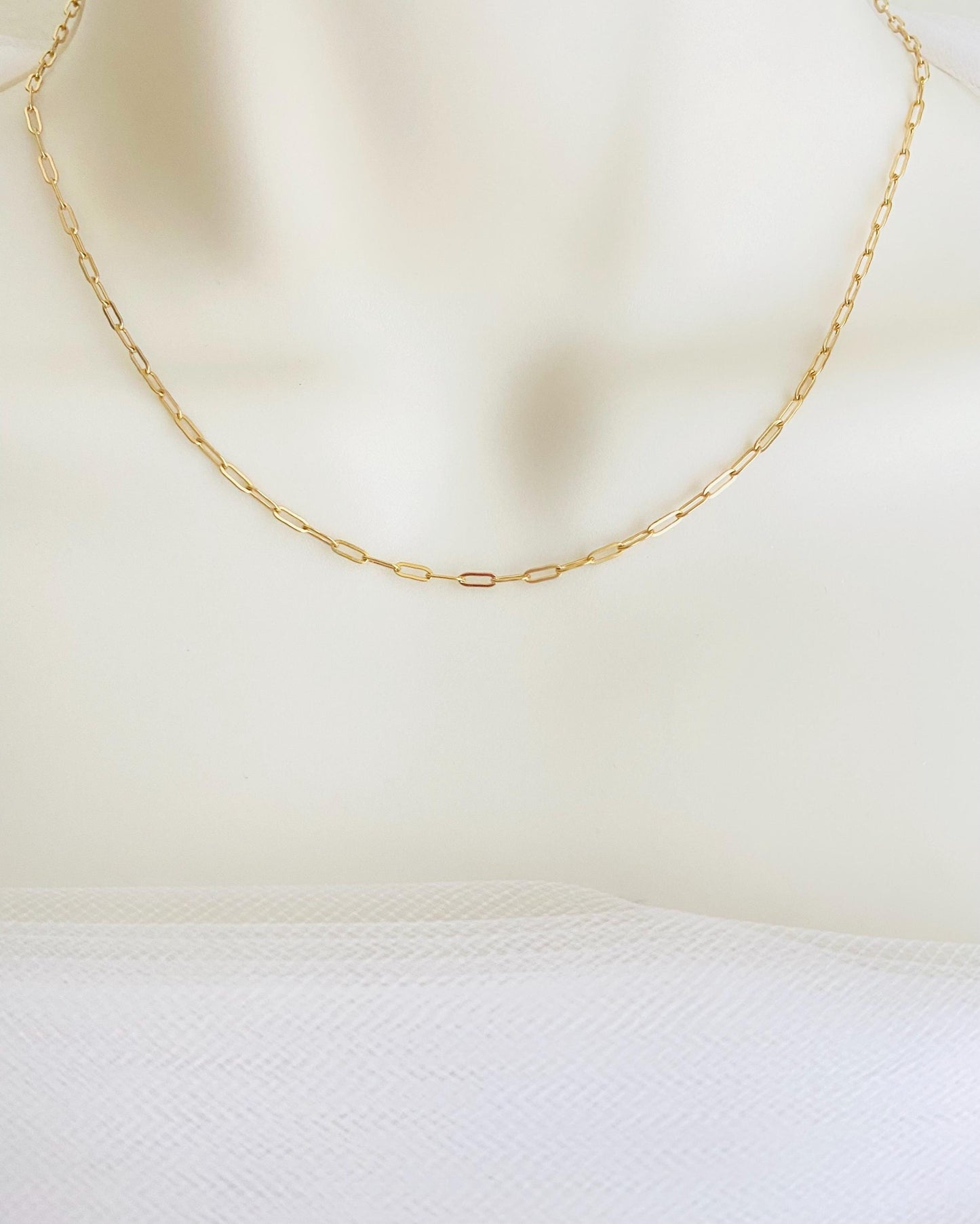 18K Gold Stainless Steel Mini Paperclip Chain Necklace