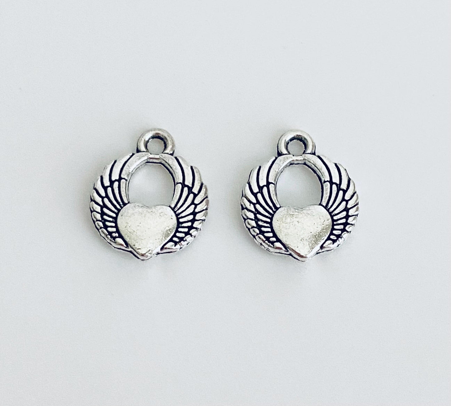 Base Metal Angel Wings with Heart Charm